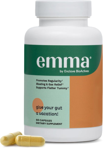 Emma Gut Health Relief Supplement, Doctor Endorsed Formula for Women & Men, 60 Capsules